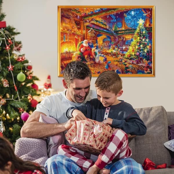 Pusselstund tillsammans i julmiljö